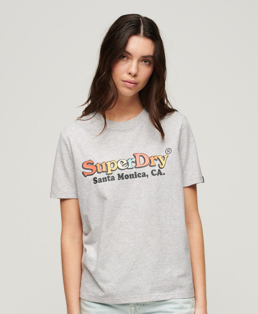 Women’s Superdry Rainbow Logo Relaxed Fit T-Shirt in Glacier Grey