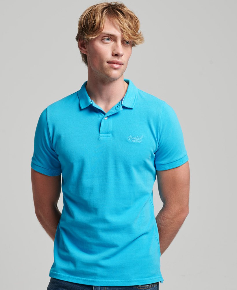 Superdry Vintage Destroy Polo in Beach Blue