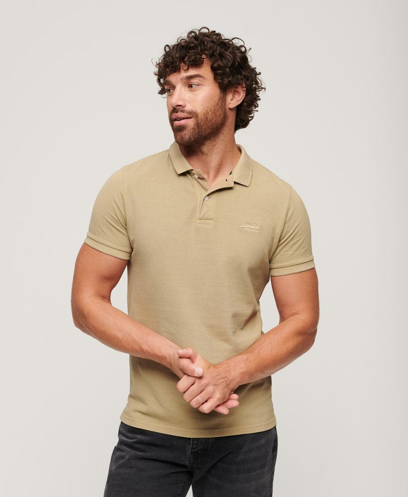 Superdry Vintage Destroy Polo in Canyon Sand