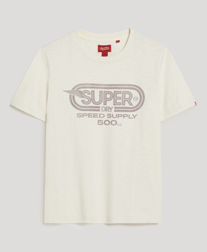 Womens Superdry Archive Kiss Print Relaxed T-Shirt in White