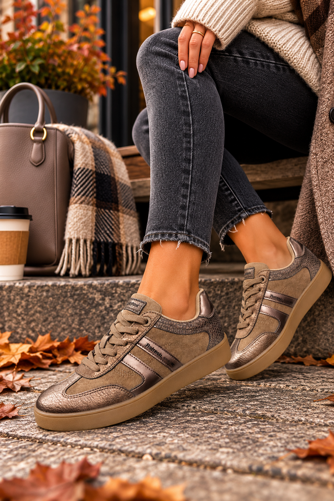 Refresh Ladies Taupe & Bronze Trainers | Jeanius NI