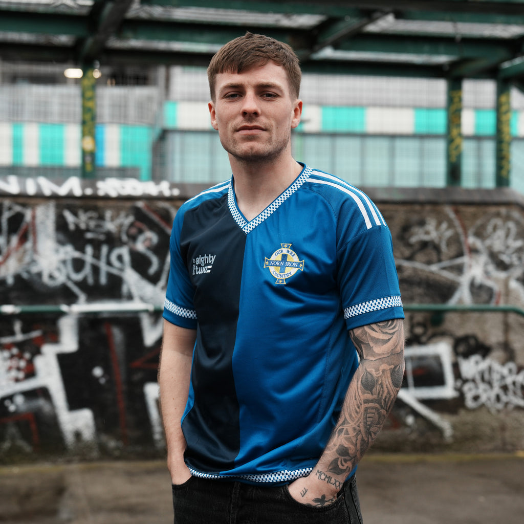 Spirit of 82 - Northern Ireland Retro Football  “The Evans Edition” Retro Jersey Blue (Embroidered Badge)