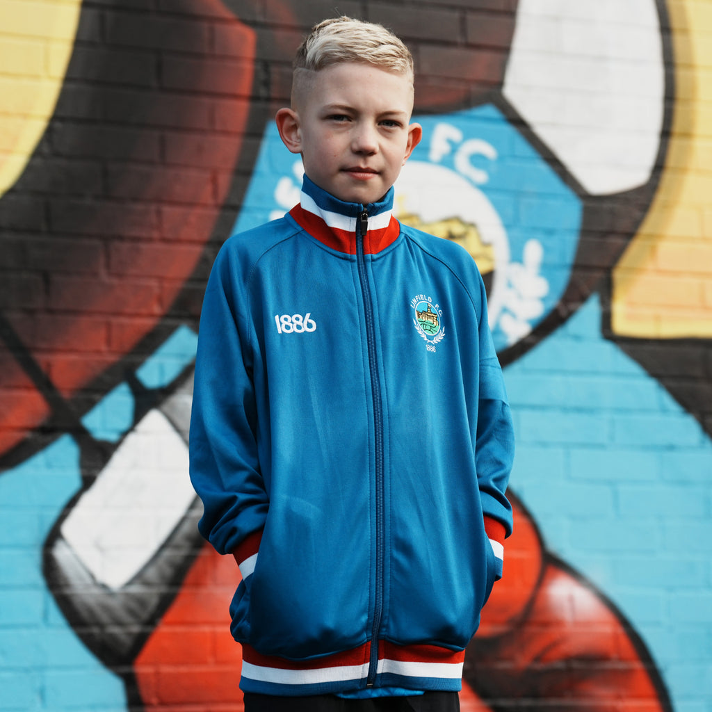 Spirit Of 1886 Linfield Junior Retro Track Top Royal Blue