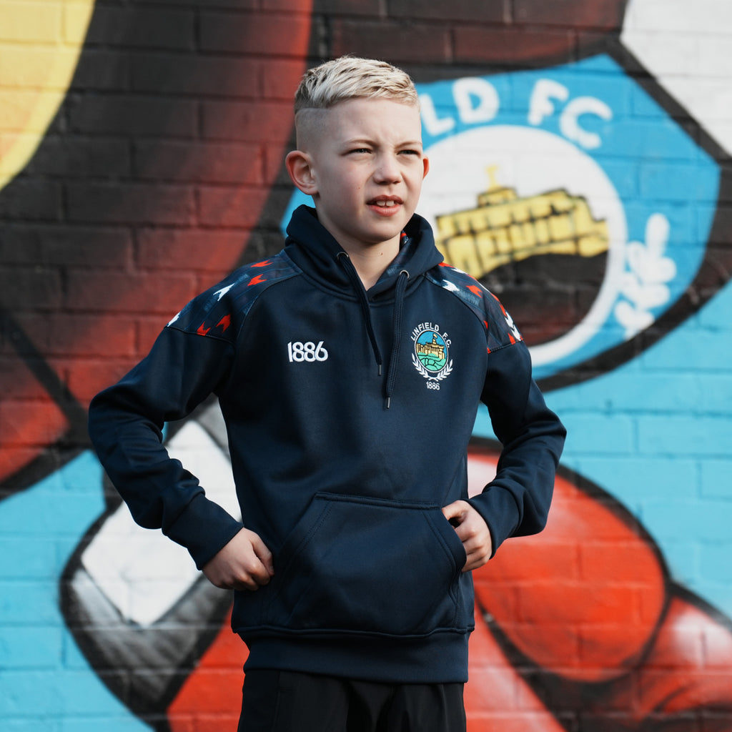 Spirit Of 1886 Linfield Junior Hoodie Spall Navy