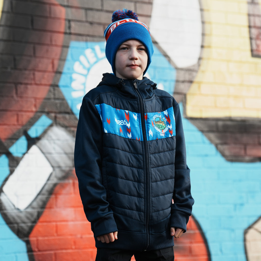 Spirit Of 1886 Linfield Junior Retro Hybrid Jacket Spall Navy