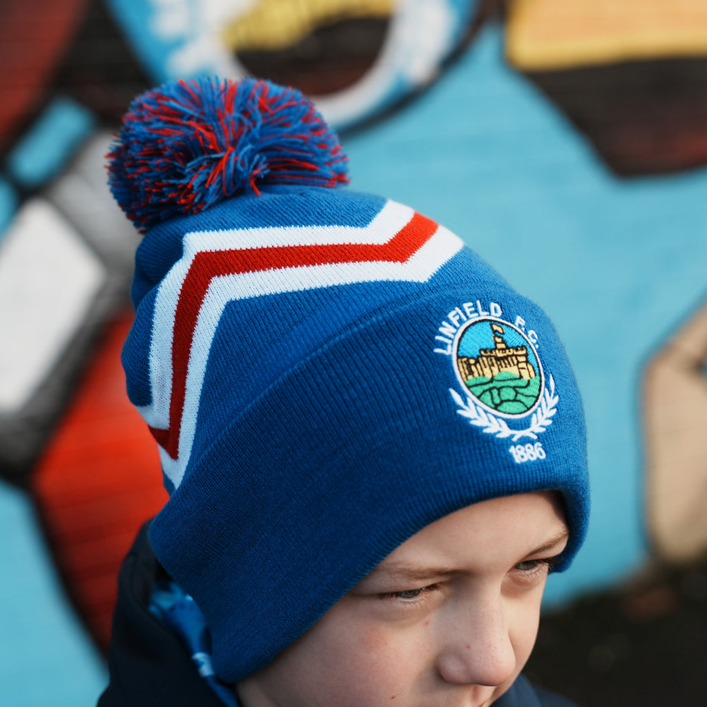 Spirit Of 1886 Linfield Bobble Hat "Zig-Zag Royal/Red/White"