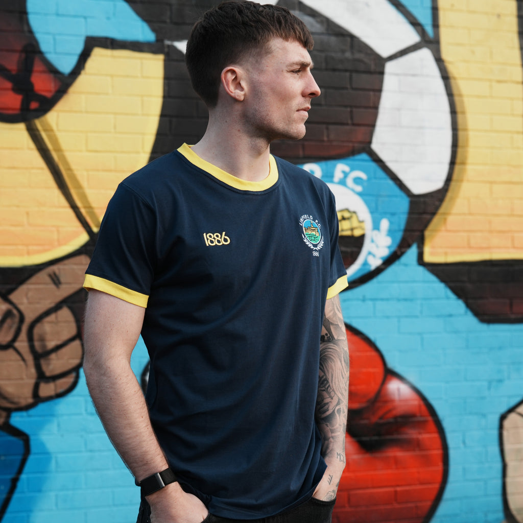 Spirit Of 1886 Linfield Retro Ringer Tee Navy/Yellow