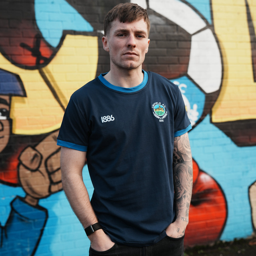 Spirit Of 1886 Linfield Retro Ringer Tee Navy/Royal