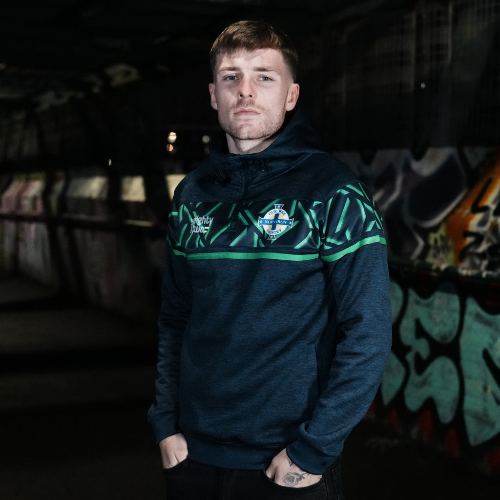 Spirit of 82 - Quarter Zip Hoodie In Melange Navy/Blue