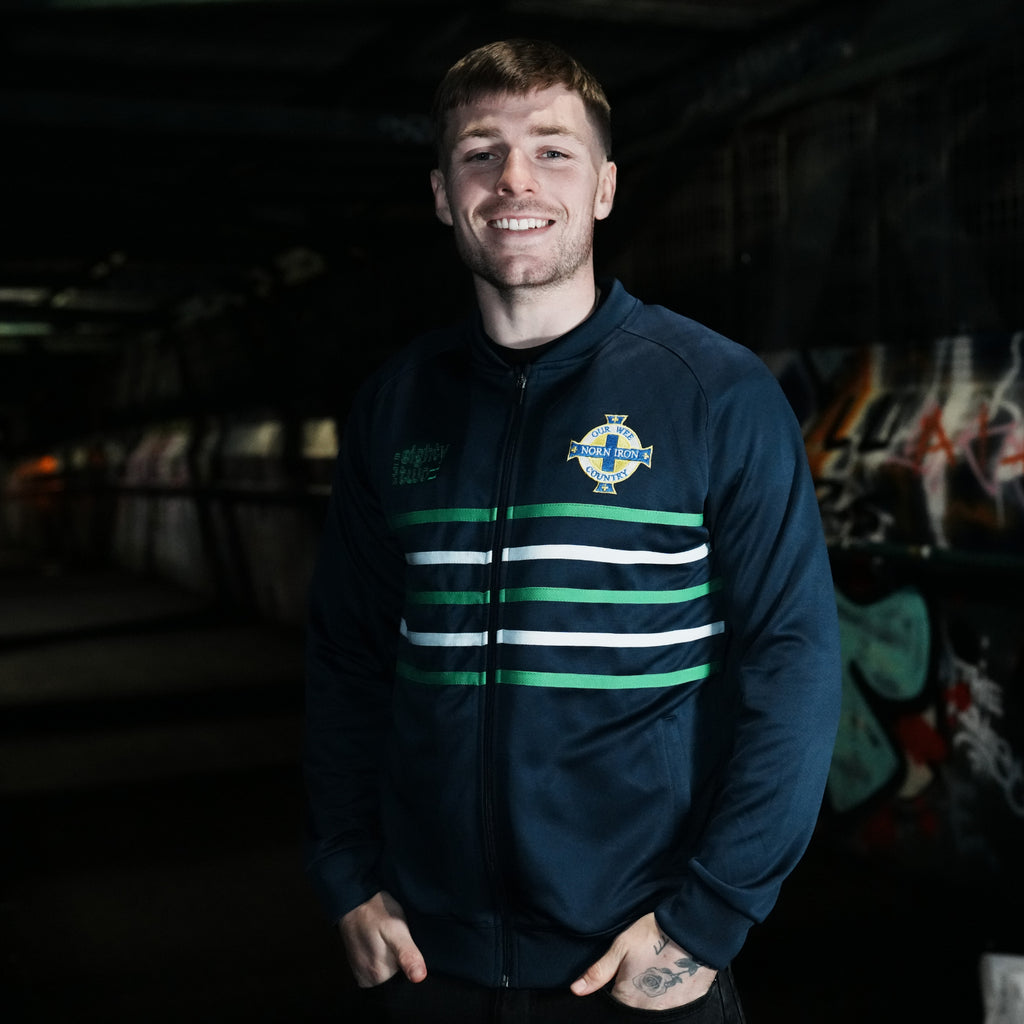 Spirit of 82 - Retro 80s Stripe Track Top Navy