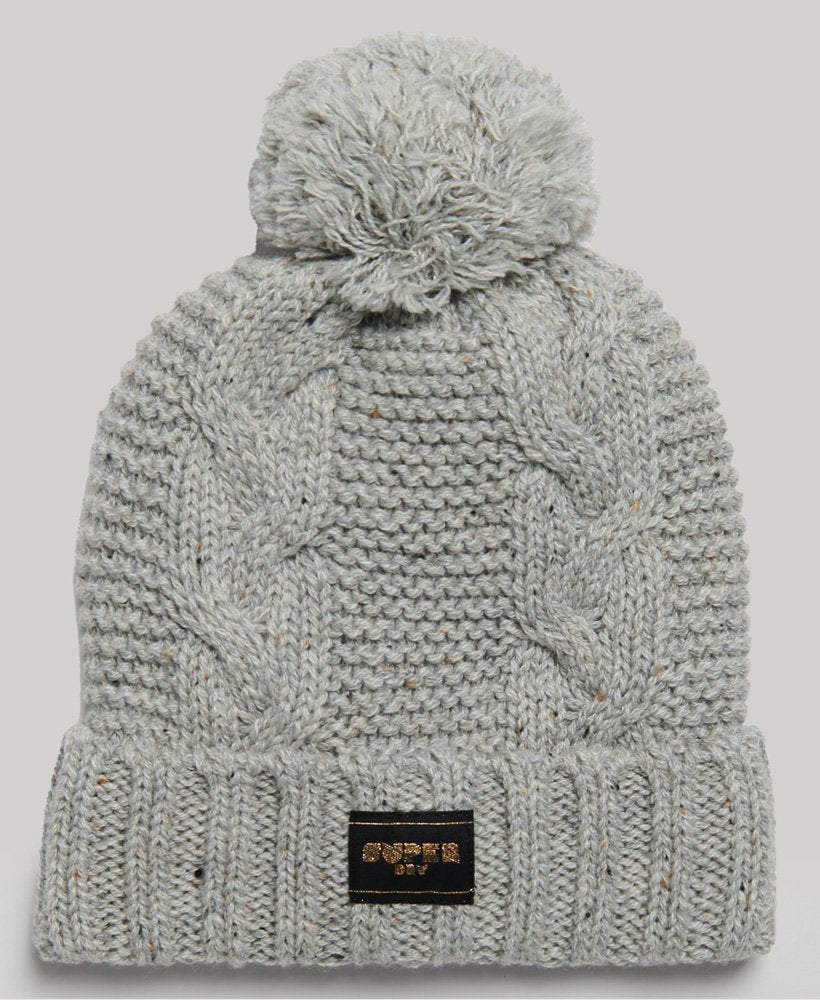 Womens Superdry Cable Knit Hat in Grey