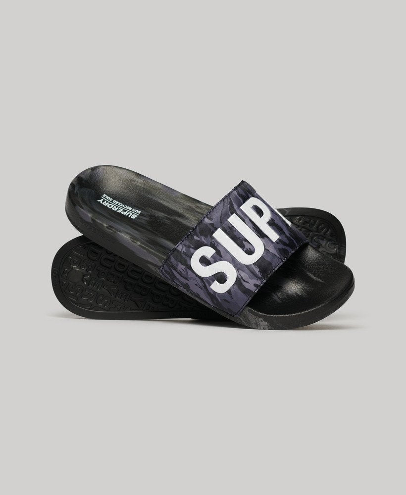 Superdry Combo Pool Sliders in Grey Tiger Camo