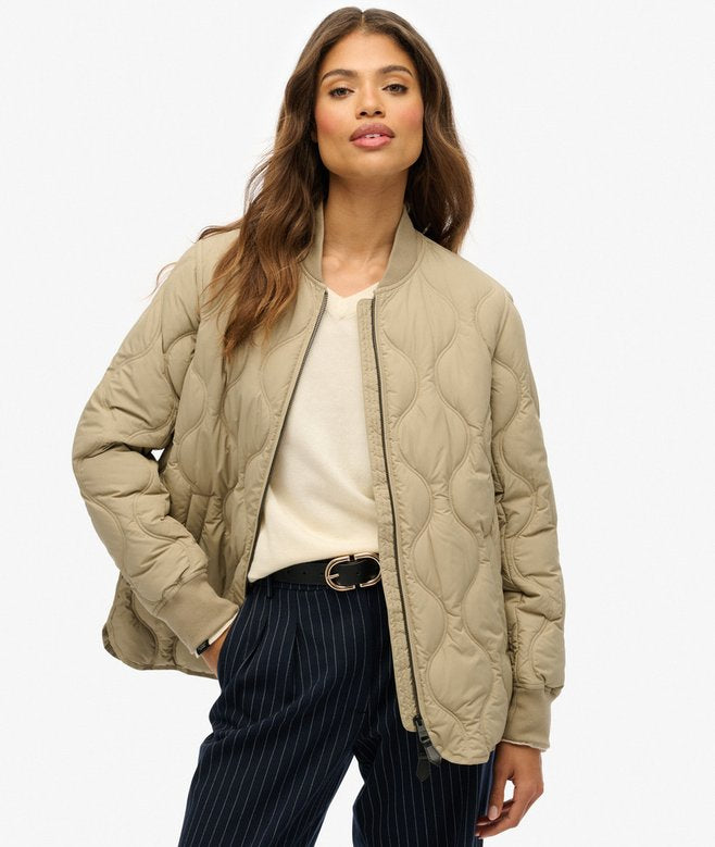 Women’s Superdry Short Quilted Liner Jacket Winter Twig Beige