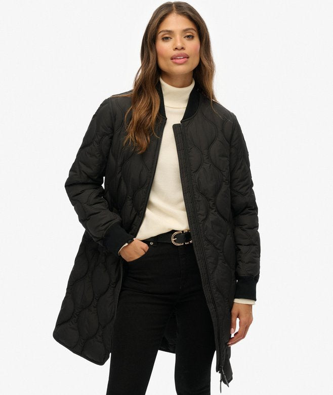 Women’s Superdry Longline Quilted Liner Jacket Black