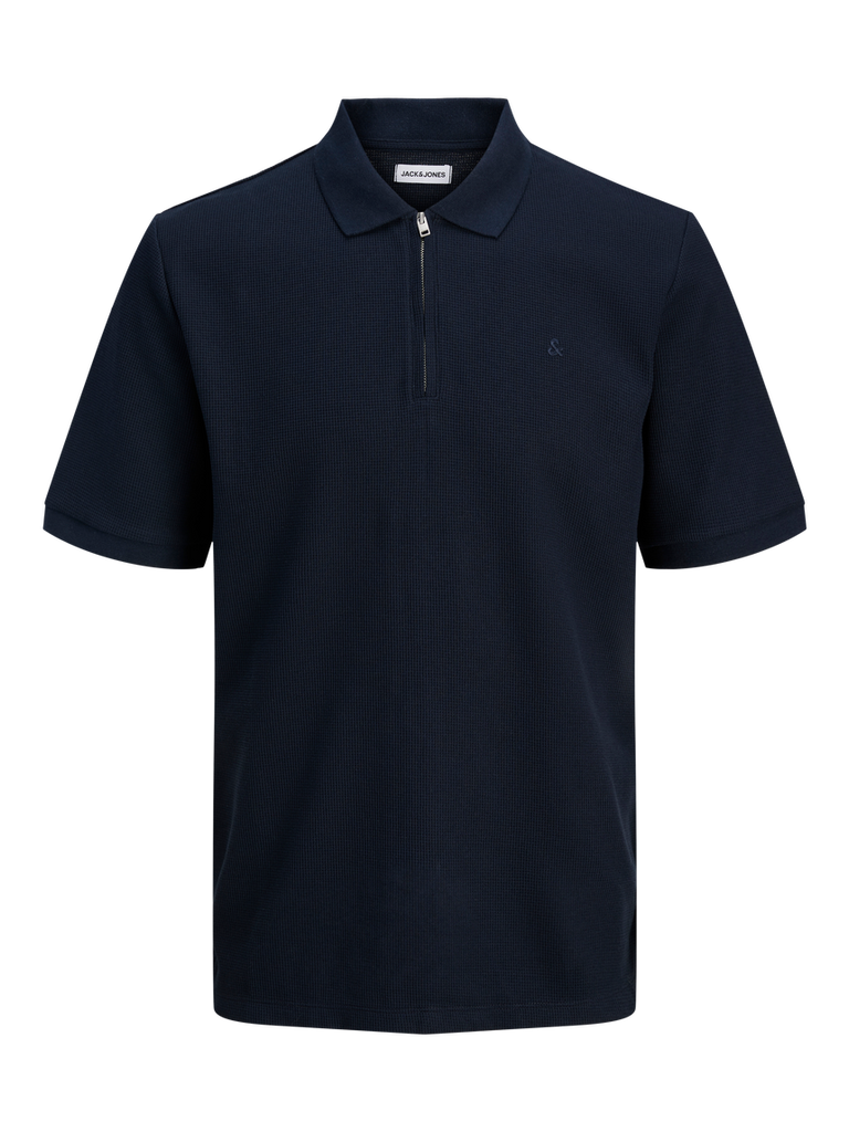 Jack&Jones Quarter Zip Polo in Navy