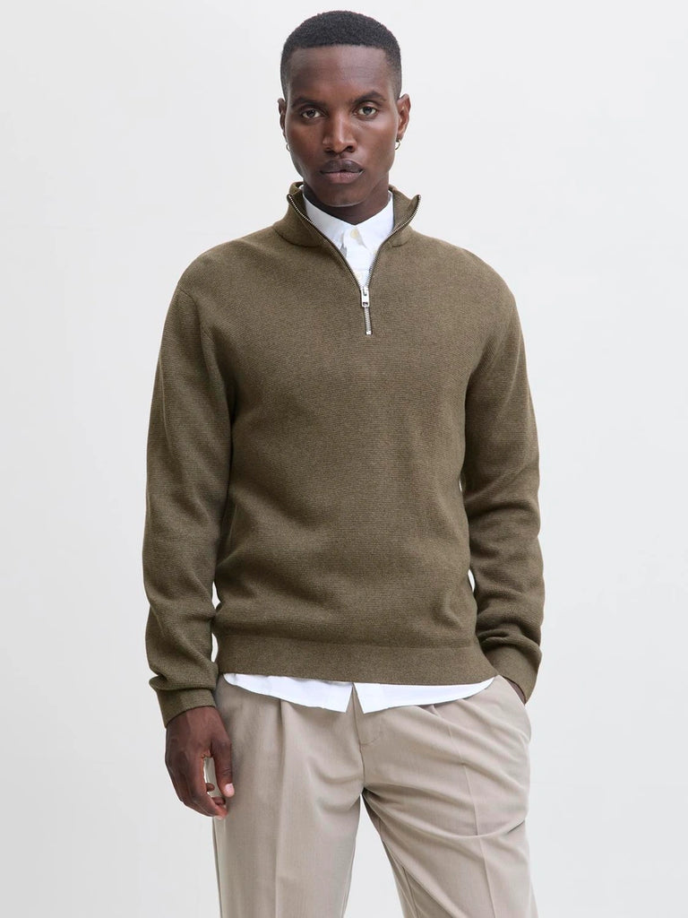 Jack&Jones Plain Knitted Quarter Zip Jumper Green
