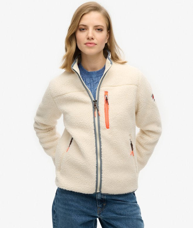 Women’s Superdry Outdoor Full Zip Fleece Ecru