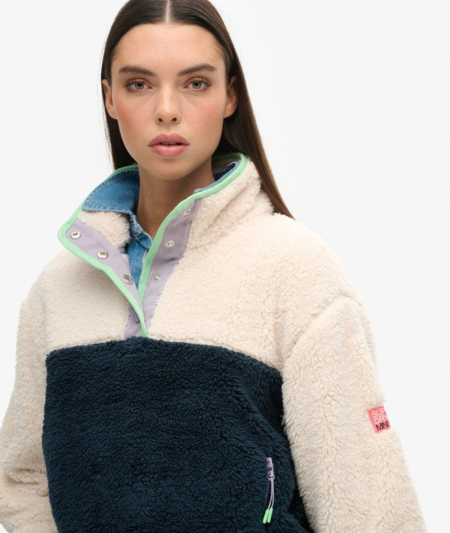 Women’s Superdry Soft Mash Fleece Half Zip Rice White
