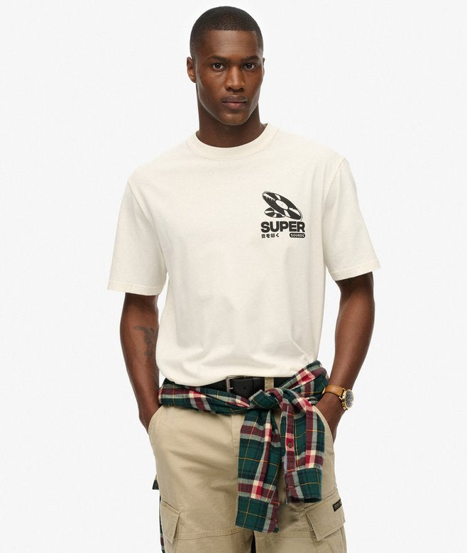 Superdry Record Sounds Oversize Tee Off White