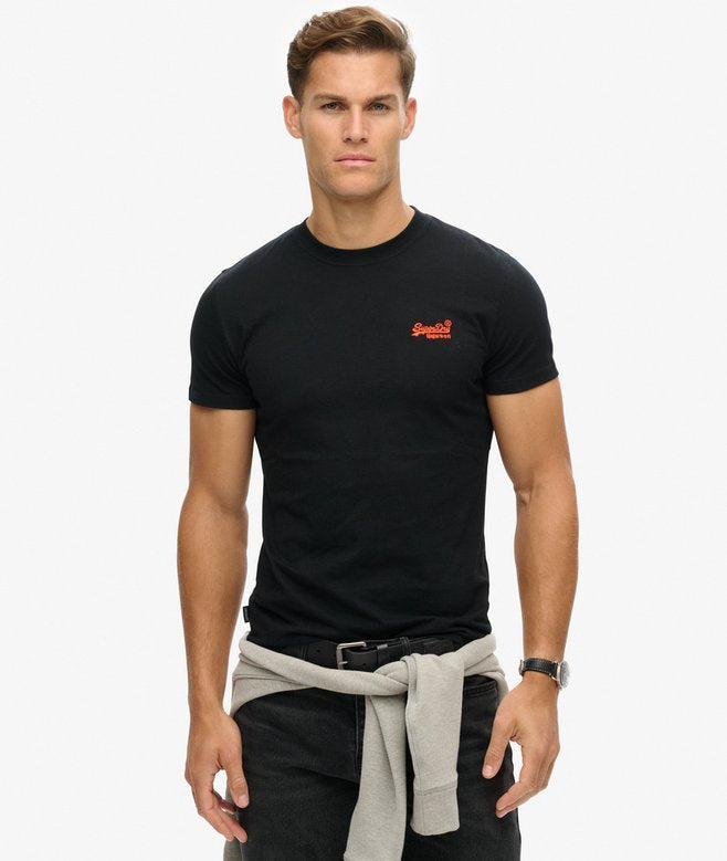 Superdry Men’s Essential Logo Tee in Black/Hazard Orange