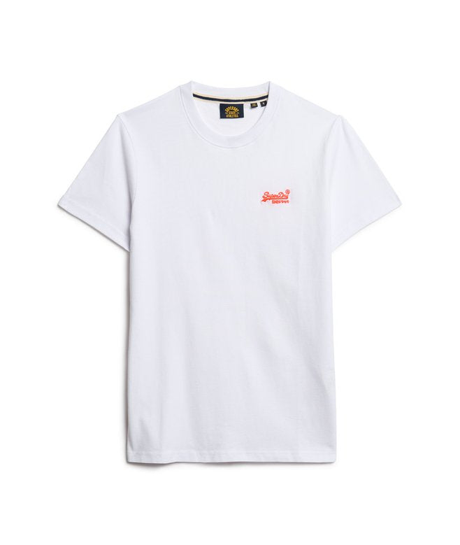 Superdry Men’s Essential Logo Tee in Optic/Hazard Orange