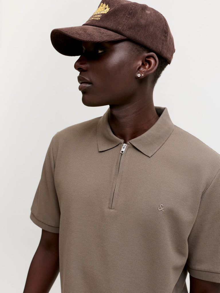 Jack &Jones Plain Zip Polo in Falcon