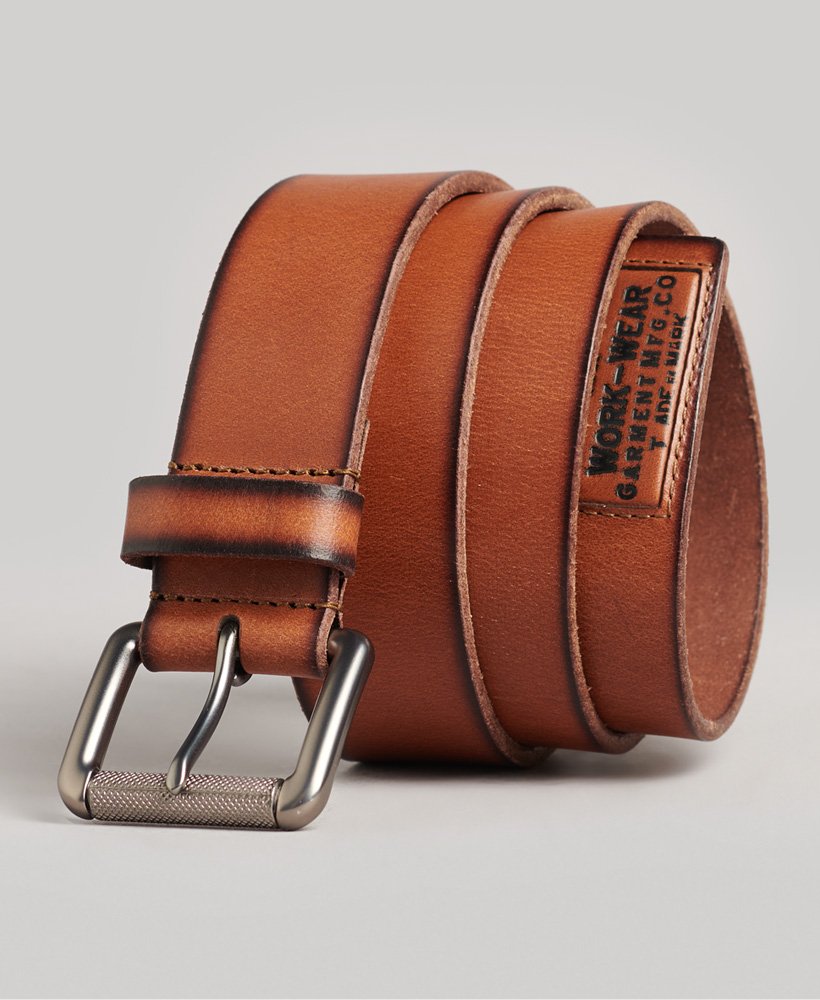 Superdry Badgeman Leather Belt in Tan