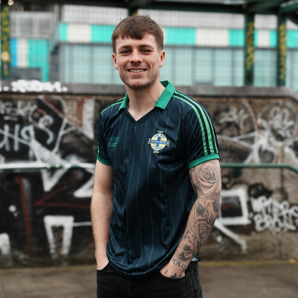 Northern Ireland Spirit of 82 Retro Jersey Navy Green Football Shirt Belfast