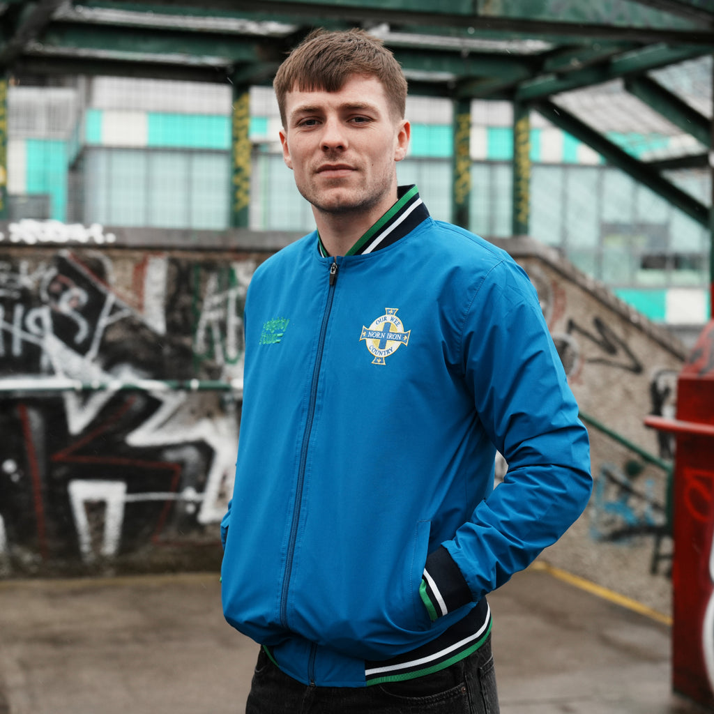 Northern Ireland Spirit of 82 Retro Bomber Jacket Royal Blue Belfast Football