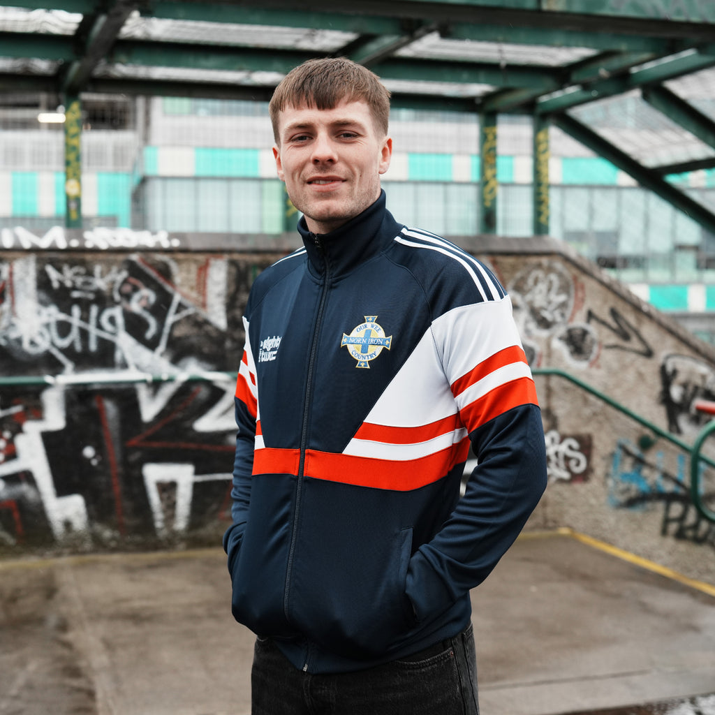 Spirit of 82 Northern Ireland World Cup 86 Retro Track Top Navy Red Belfast Football