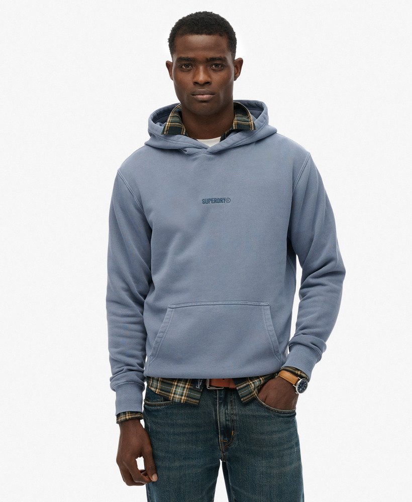 Superdry Micro Logo Hoodie Flint Stone Blue Grey
