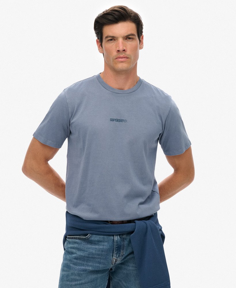Superdry Micro Logo T Shirt Flintstone Blue Grey