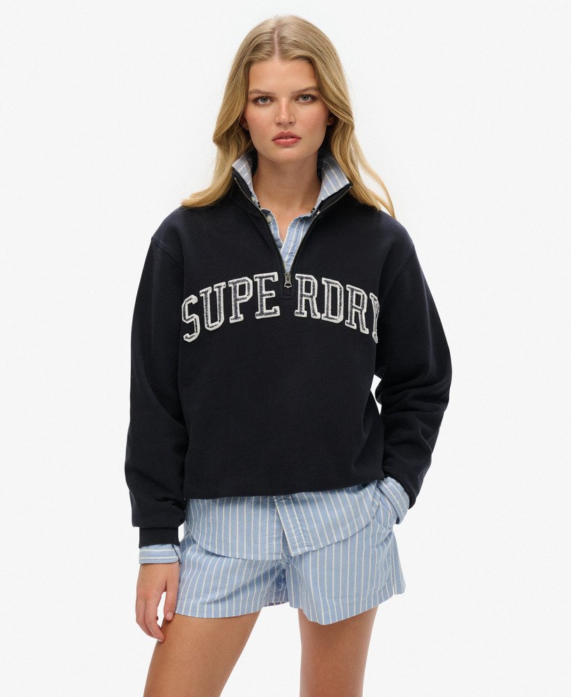 Women’s Superdry Athletic Essential Appliqué Half Zip Navy